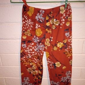 Cute Stretchy Soft Floral Coral Leggings